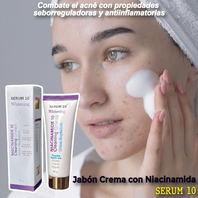 Niacinamida Jabón Facial Crema - SERUM 10, 80g